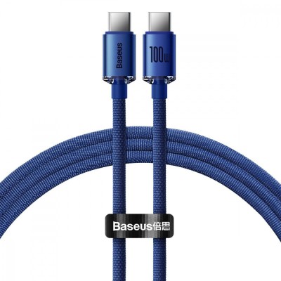 Кабель Baseus Crystal Shine Series Fast Charging Data USB кабель Type-C To Type-C 100W 1.2m (CAJY000603) Blue