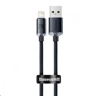 Кабель Baseus Crystal Shine Series Fast Charging Data USB кабель USB To IP 2.4A 1.2m (CAJY000001) Black