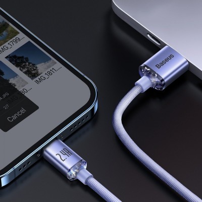 Кабель Baseus Crystal Shine Series Fast Charging Data USB кабель USB To IP 2.4A 1.2m (CAJY000001) Black