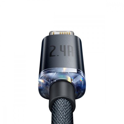 Кабель Baseus Crystal Shine Series Fast Charging Data USB кабель USB To IP 2.4A 1.2m (CAJY000001) Black