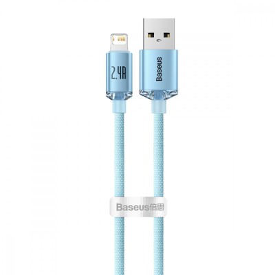 Кабель Baseus Crystal Shine Series Fast Charging Data USB кабель USB To IP 2.4A 1.2m (CAJY001103) Sky Blue