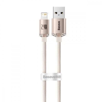 Кабель Baseus Crystal Shine Series Fast Charging Data USB кабель USB To IP 2.4A 1.2m (CAJY001104) Pink