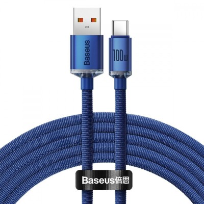 Кабель Baseus Crystal Shine Series Fast Charging Data USB кабель USB To Type-C 100 W 2M (CAJY000503) Blue Кабель Baseus Crystal Shine Series Fast Charging Data USB кабель USB To Type-C 100 W 2M (CAJY000503) Blue