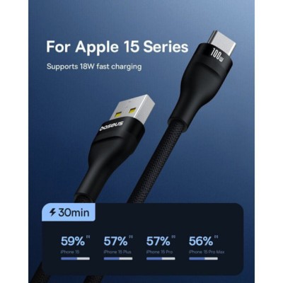 Кабель Baseus Flash 2 Charging Cable USB To USB-C 100W 1m (P10311804111-00) Black