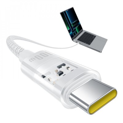 Кабель Baseus Gem Fast-Charging Type-C To Type-C 100W 2m (P10373000211-01) White