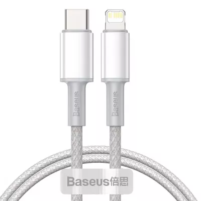 Кабель Baseus High Density Braided Type-C To Lightning PD 20W (1m) CATLGD-02 White