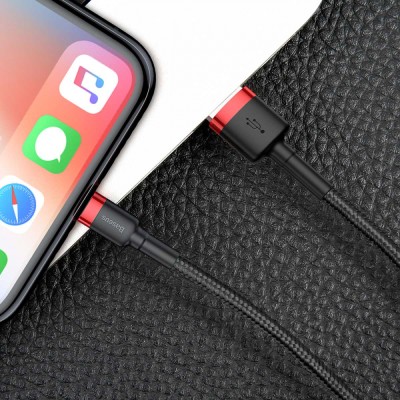 Кабель Baseus Lightning Kevlar Lightning USB кабель 2m (CALKLF-C19) Red