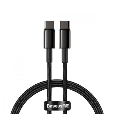 Кабель Baseus Tungsten Gold Type-C To Type-C 100W (CATWJ-01) Black 1m