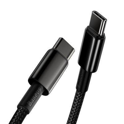 Кабель Baseus Tungsten Gold Type-C To Type-C 100W (CATWJ-01) Black 1m