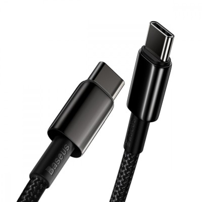 Кабель Baseus Tungsten Gold Type-C to Type-C 100W (CATWJ-A01) Black 2m