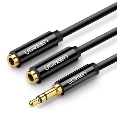 Кабель UGREEN AV134 3.5mm Male To 2 Female Audio Cable 25cm Black (20816)