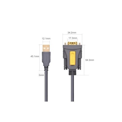 Кабель UGREEN CR104 USB to DB9 RS-232 Male Adapter Cable 1.5m (20211) Black