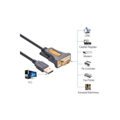 Кабель UGREEN CR104 USB to DB9 RS-232 Male Adapter Cable 1.5m (20211) Black