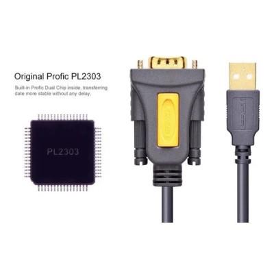 Кабель UGREEN CR104 USB to DB9 RS-232 Male Adapter Cable 1.5m (20211) Black