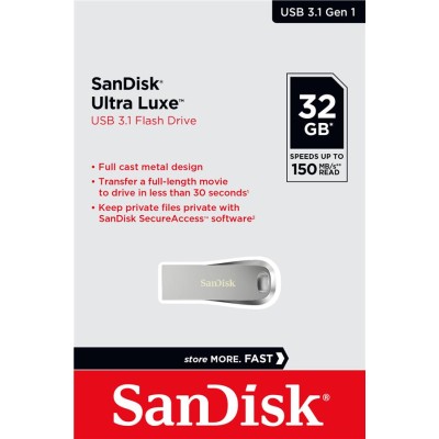 Накопичувач SanDisk 32GB USB 3.1 Type-A Ultra Luxe Срібний (SDCZ74-032G-G46)