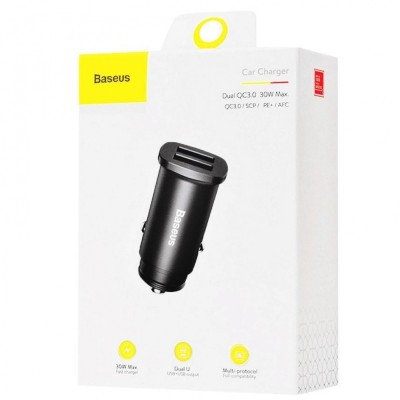 АЗП 2USB Baseus Square Metal QC 30W (CCALL-DS01) Black