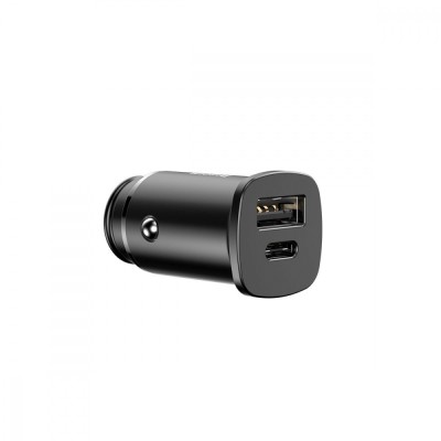 АЗП Baseus QC 4.0 Square Metal (30W / PD3.0) / 1USB+1Type-C (CCALL-AS01) Black