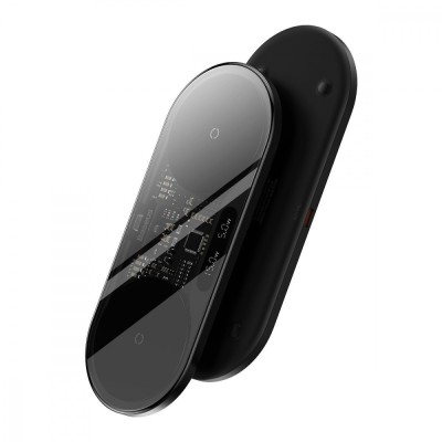 Бездротовий зарядний пристрій Baseus Digital LED Display 2in1 20W (WXSX010101) Black
