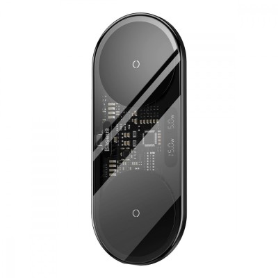 Бездротовий зарядний пристрій Baseus Digital LED Display 2in1 20W (WXSX010101) Black