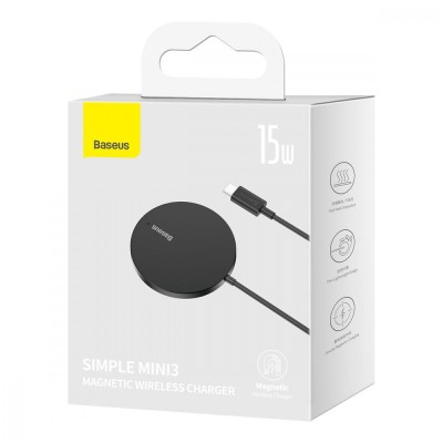 Бездротовий зарядний пристрій Baseus Simple Mini3 Magnetic Wireless Charger 15W (CCJJ040205) Purple