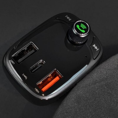 Автомобільне ЗУ Baseus FM Launcher S-13 2USB + Type-C CCMT000101 Black