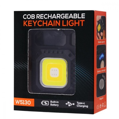 Акумуляторний LED ліхтарик W5130 з Type-C (7 режимів, карабін, магніт) (37481)