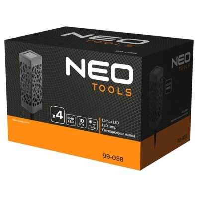 Світильник ландшафтний Neo Tools LED 0.3Вт 10Лм 3000К 600мА•год автономний датчик сутінків чорний (99-058)