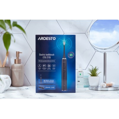 Щітка зубна електр. Ardesto, ETB-211B, 40т. колив/хв, насадок-5, футляр, IPX7, чорний