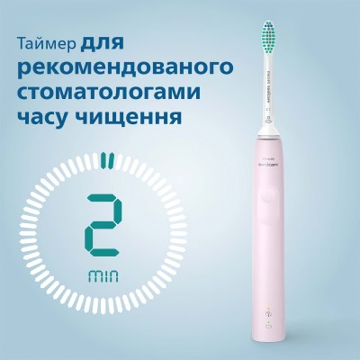 Щітка зубна електр. Philips, Sonicare 3100 series, 31т. колив/хв, насадок-1, рожевий (HX3671/11)
