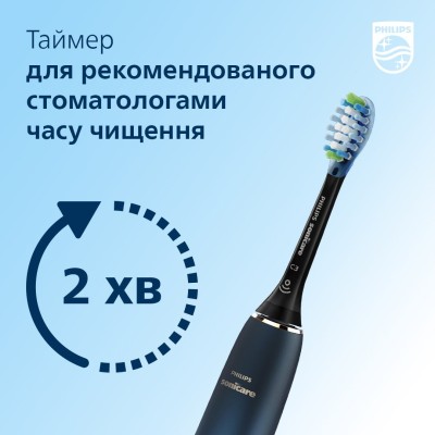 Щітка зубна електр. Philips, Sonicare DiamondClean 9000 Series, 62т. колив/хв, насадок-1, футляр, Bluetooth, чорний (HX9911/88)