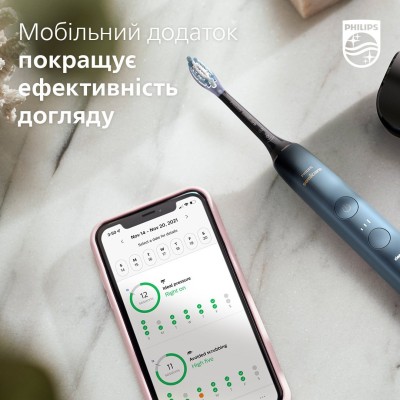 Щітка зубна електр. Philips, Sonicare DiamondClean 9000 Series, 62т. колив/хв, насадок-1, футляр, Bluetooth, чорний (HX9911/88)