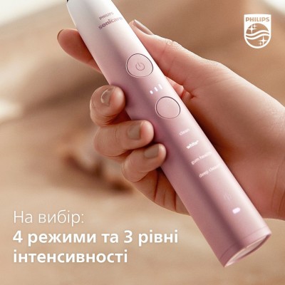 Щітка зубна електр. Philips, Sonicare DiamondClean Prestige 9900, 62т. колив/хв, насадок-1, SenseIQ, зарядний чохол, рожевий (HX