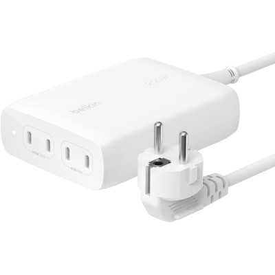 Зарядний пристрій мережевий Belkin 200Вт 4хUSB-С GAN PD PPS, білий (WCH015VFWH)