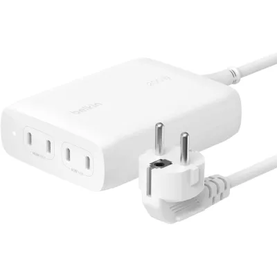Зарядний пристрій мережевий Belkin 200Вт 4хUSB-С GAN PD PPS, білий (WCH015VFWH)