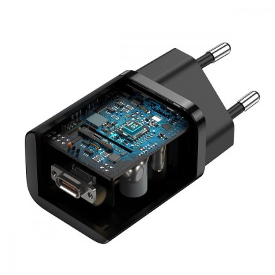 Зарядний Пристрій Baseus 1Type-C Super Si 25W + Cable Type-C to Type-C 1m (TZCCSUP-L01) Чорний