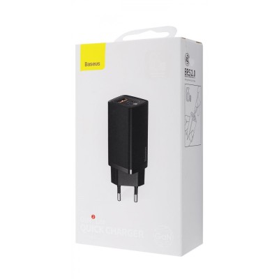 Зарядний Пристрій Baseus 1USB + Type-C Baseus GaN Lite 65W (CCGAN2L-B02) White