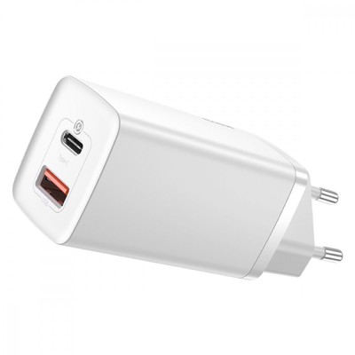Зарядний Пристрій Baseus 1USB + Type-C Baseus GaN Lite 65W (CCGAN2L-B02) White
