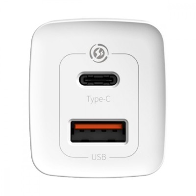 Зарядний Пристрій Baseus 1USB + Type-C Baseus GaN Lite 65W (CCGAN2L-B02) White