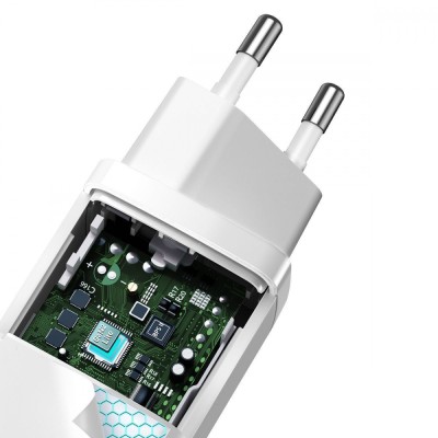 Зарядний Пристрій Baseus 1USB + Type-C Baseus GaN Lite 65W (CCGAN2L-B02) White