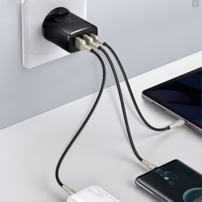 Зарядний Пристрій Baseus Compact Quick Charger 30W QC+ PD (1Type-C + 2USB) CCXJ-E02 White
