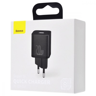 Зарядний Пристрій Baseus Super Silicone PD Charger 20W (1Type-C) (CCSUP-B01) Black