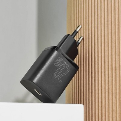 Зарядний Пристрій Baseus Super Silicone PD Charger 20W (1Type-C) (CCSUP-B01) Black
