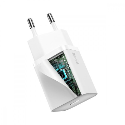 Зарядний Пристрій Baseus Super Silicone PD Charger 20W (1Type-C) + With Cable Type-C to Lightning (TZCCSUP-B01) Black
