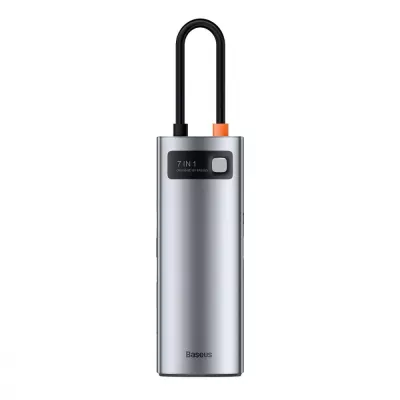 HUB Baseus Metal Gleam Multifunctional 7-in-1 (2xUSB3.0 + 4HKHD + 2xType-C + PD + TF + SD) (Grey) (WKWG020113)