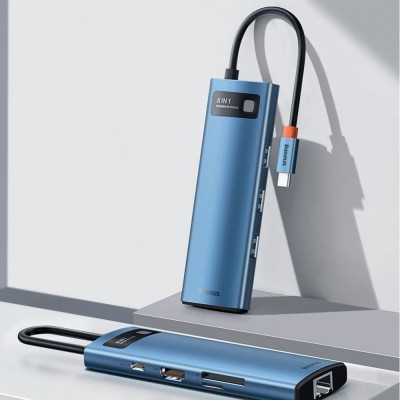 HUB Baseus Metal Gleam Multifunctional 8-in-1 Type-C (Gray) (CAHUB-CV0G)