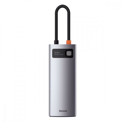 HUB Baseus Metal Gleam Series 5in1 30Hz Version (3xUSB3.0+4KHD+Type-C) (Grey)(WKWG020013)