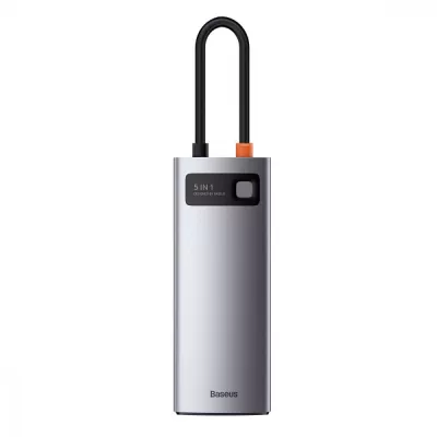 HUB Baseus Metal Gleam Series 5in1 30Hz Version (3xUSB3.0+4KHD+Type-C) (Grey)(WKWG020013)