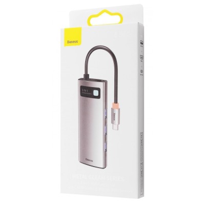 HUB Baseus Metal Gleam Series 5in1 30Hz Version (3xUSB3.0+4KHD+Type-C) (Grey)(WKWG020013)