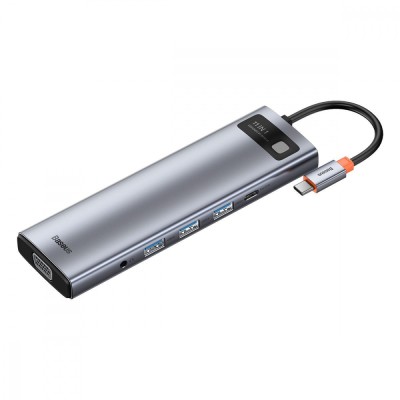 HUB Baseus Metal Gleam Series 5in1 30Hz Version (3xUSB3.0+4KHD+Type-C) (Grey)(WKWG020013)