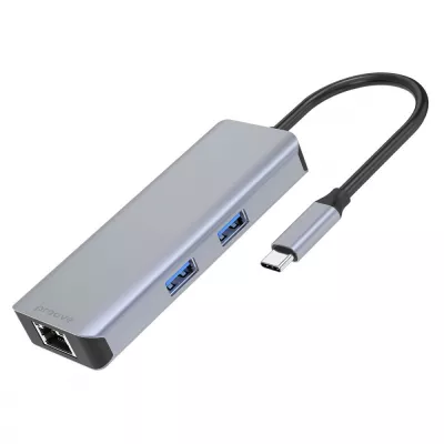 HUB Proove Iron Link 6in1 Type-C To 2USB3.0 + SD/TF + RJ45 + HDMI (HBI700010004) Silver